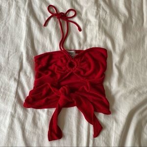 Red Front Tie Red Top